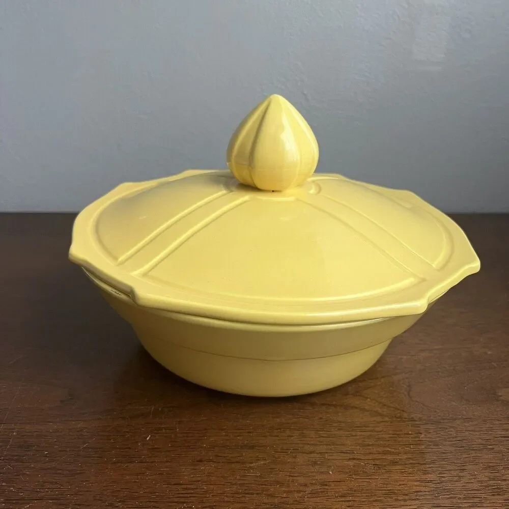 Miramar of CA #801 Yellow Ovenproof Dish w Lid MCM Vintage 60s